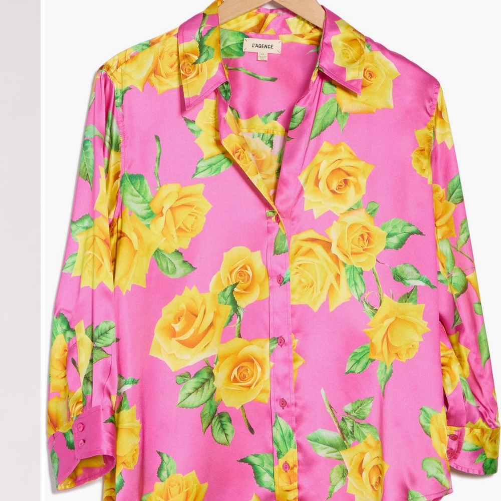 L’agence Dani Floral Silk shirt top blouse NWT sold out! - Picture 3 of 3